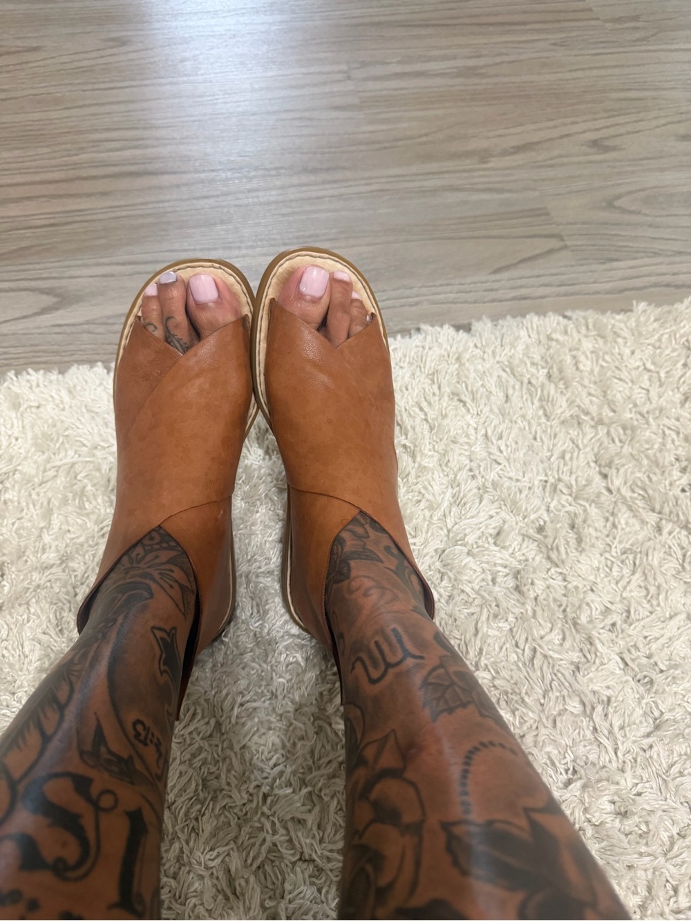Born Tan Leather Slip-On Sandals